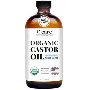 Castor Oil 100% Pure Organic Cold Pressed Unrefined Glass Bottle | USDA